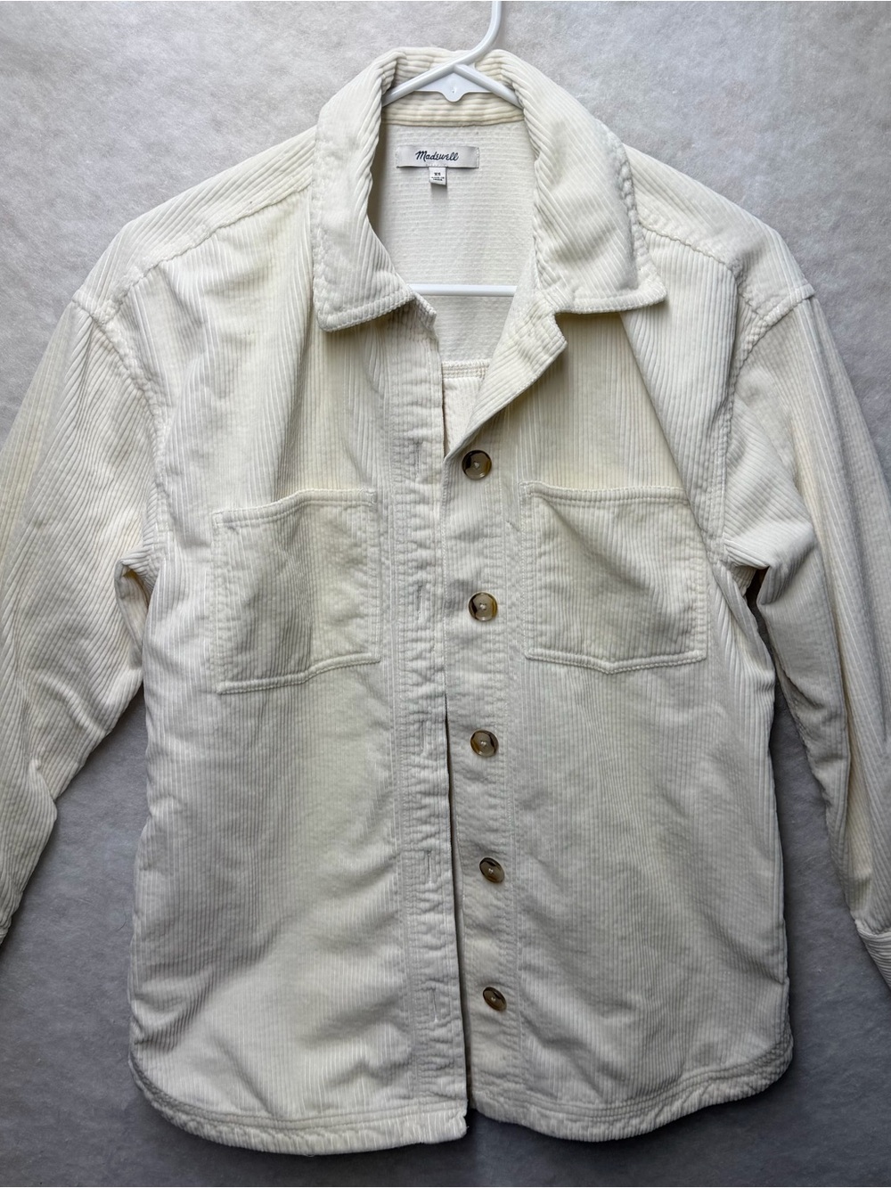 Madewell Kentwood Oversized Corduroy Shirt Jacket Off White Cream Women's XS